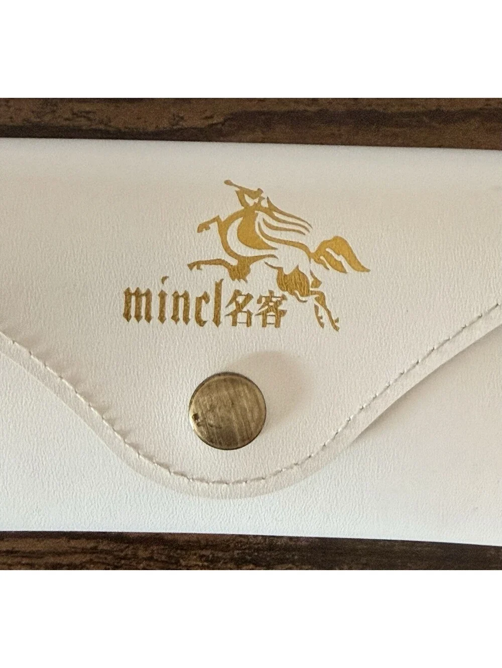 Minclkk white and gold eye Glasses case With Snap